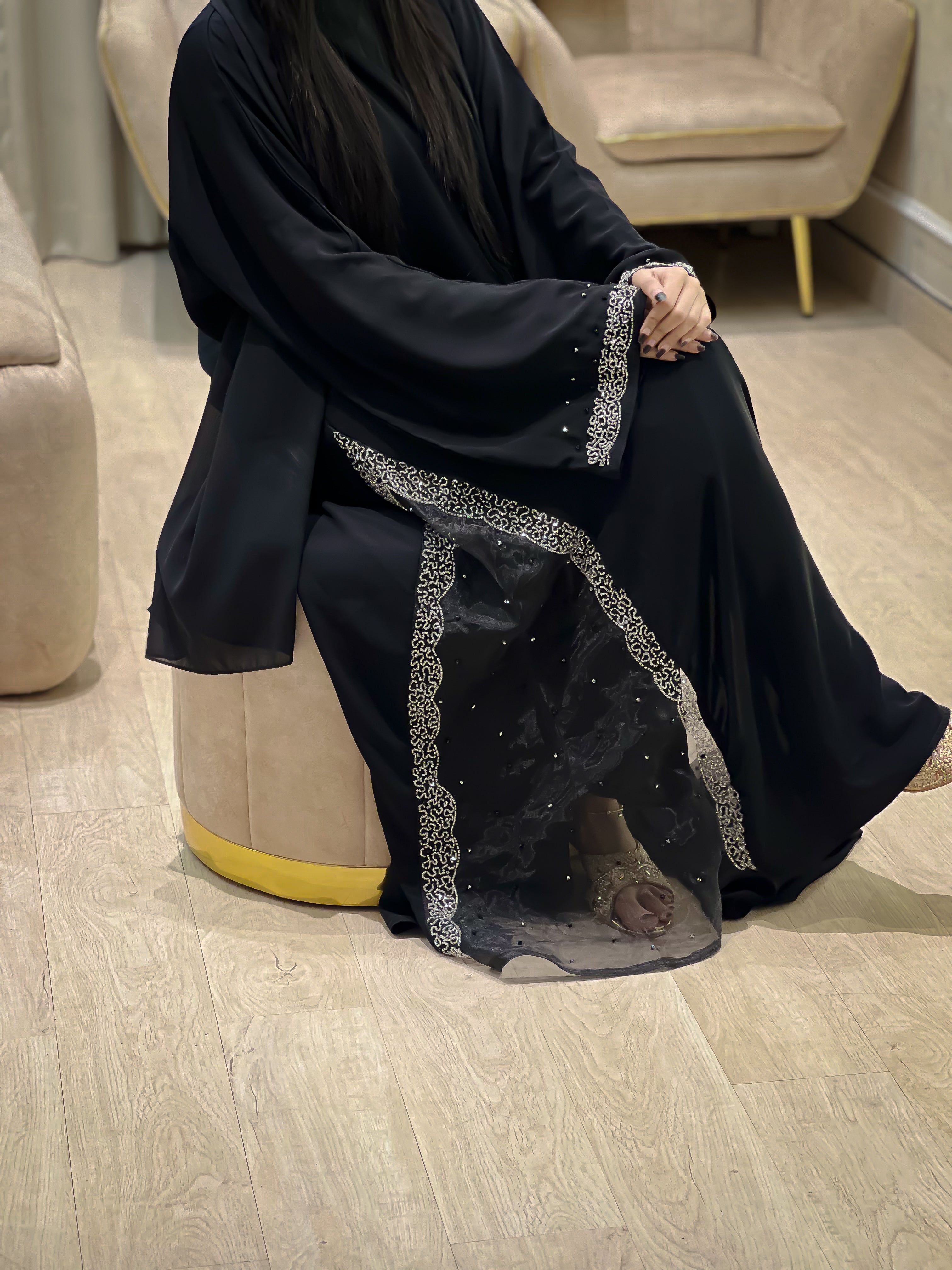 Black Organza Styled Abaya -MH117