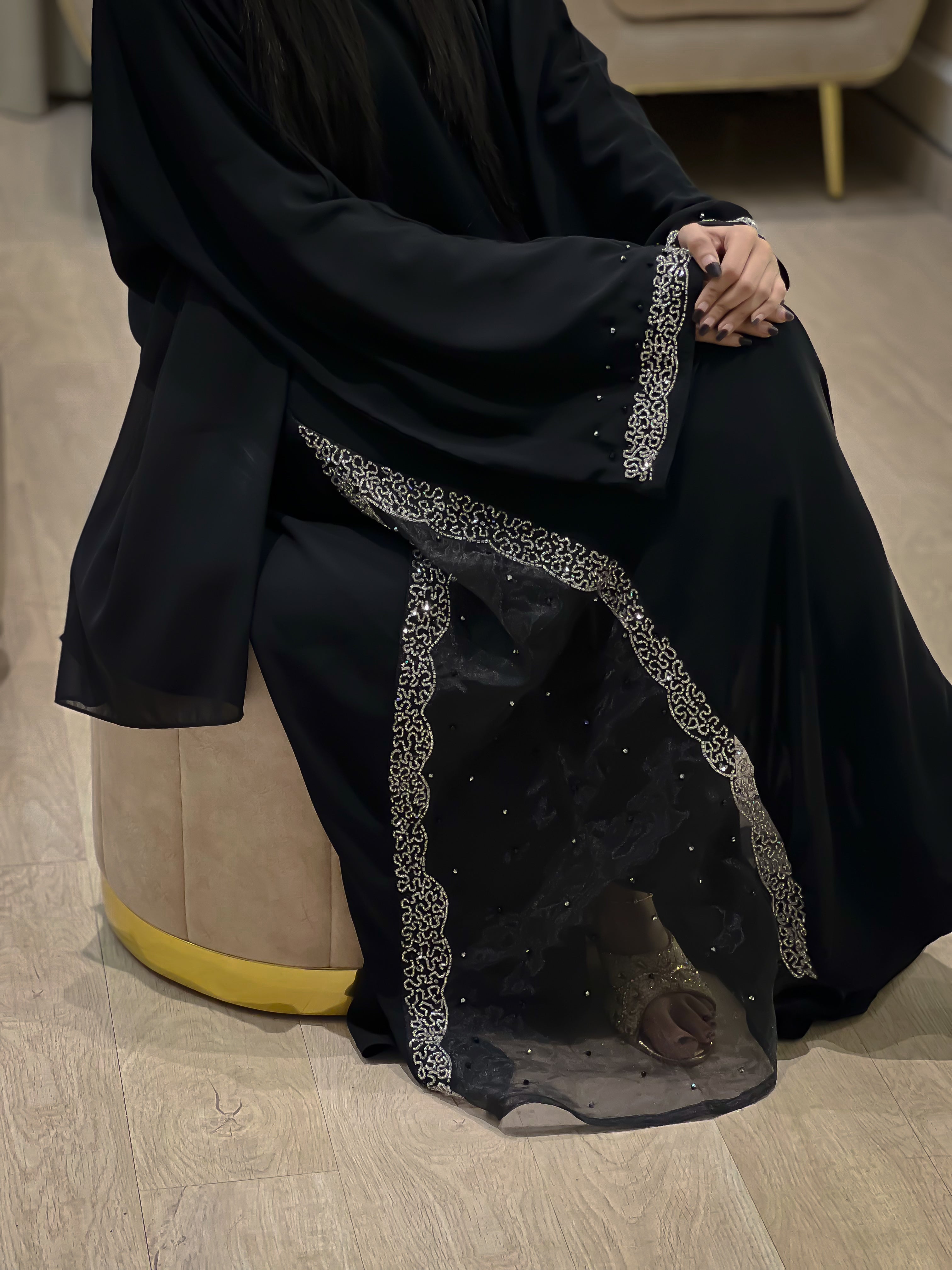 Black Organza Styled Abaya -MH117